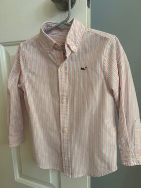 Vineyard Vines Boys Pink Stripe Button-Down Shirt